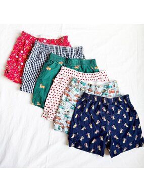 Crewcuts Bundle Of 6 Boys Patterned Cotton Boxer Shorts size 4-5 Various Designs